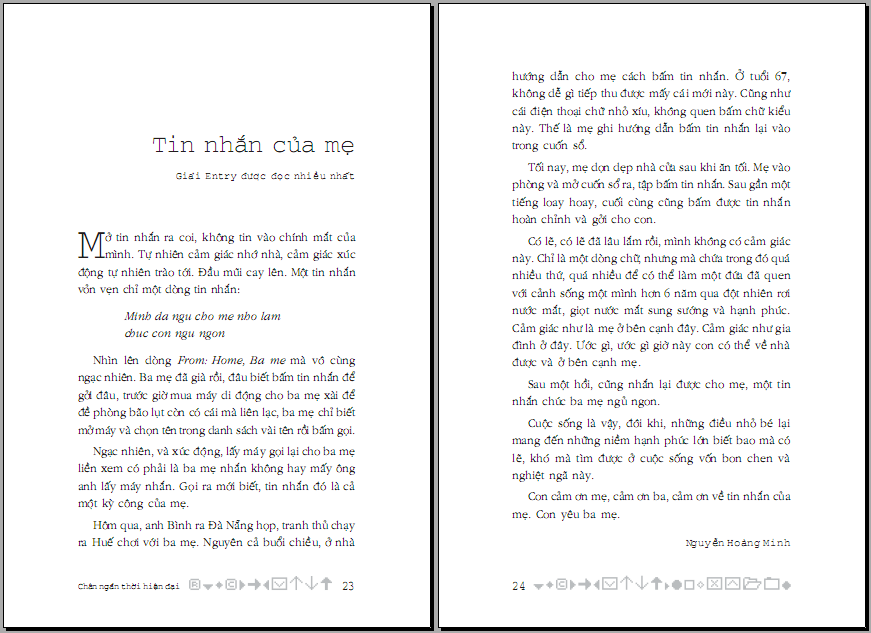 Tin nhan cua me trong Chan ngan thoi hien dai Tin nhan cua me trong Chan ngan thoi hien dai